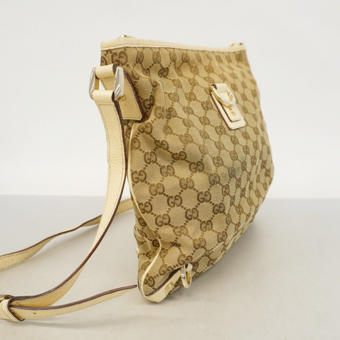 Gucci Brown White Canvas Shoulder Bag