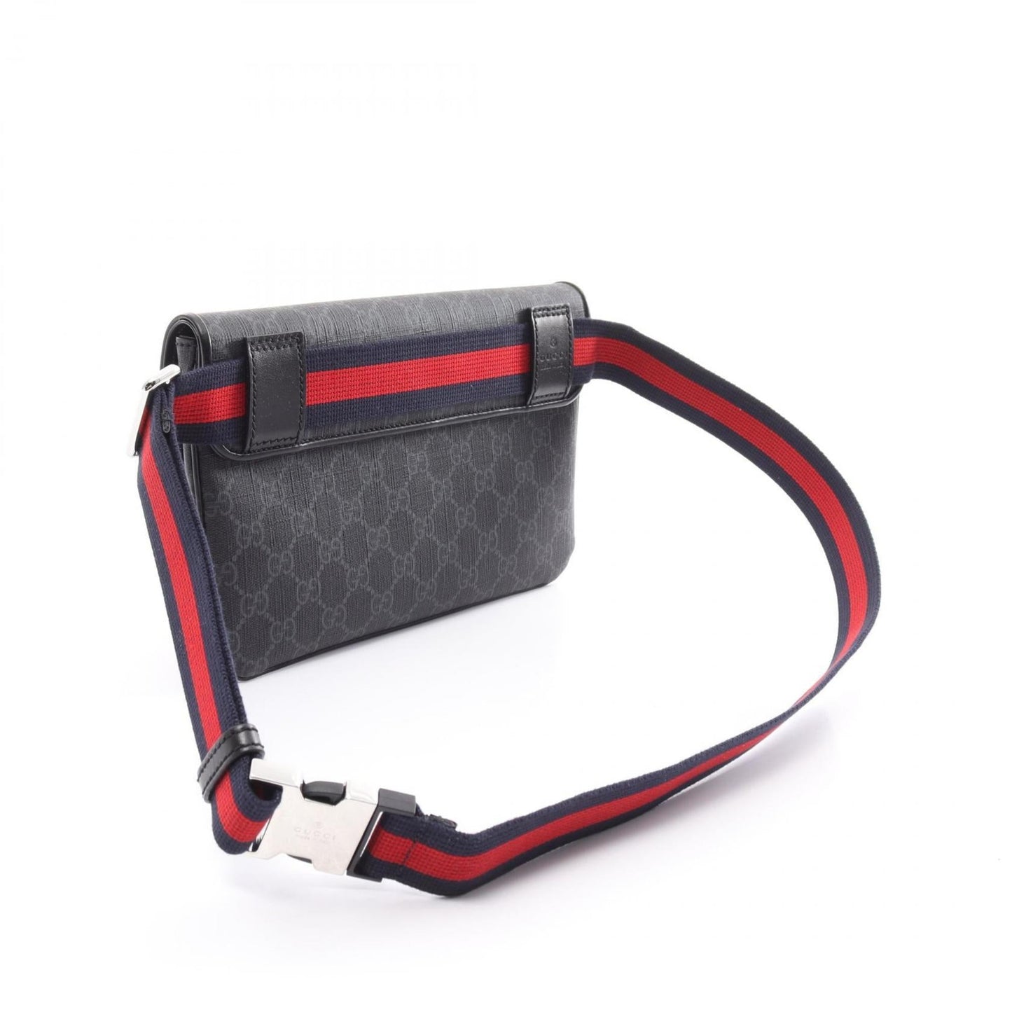 Gucci Black Gray Pvc Coated Canvas Leather Sling Bag