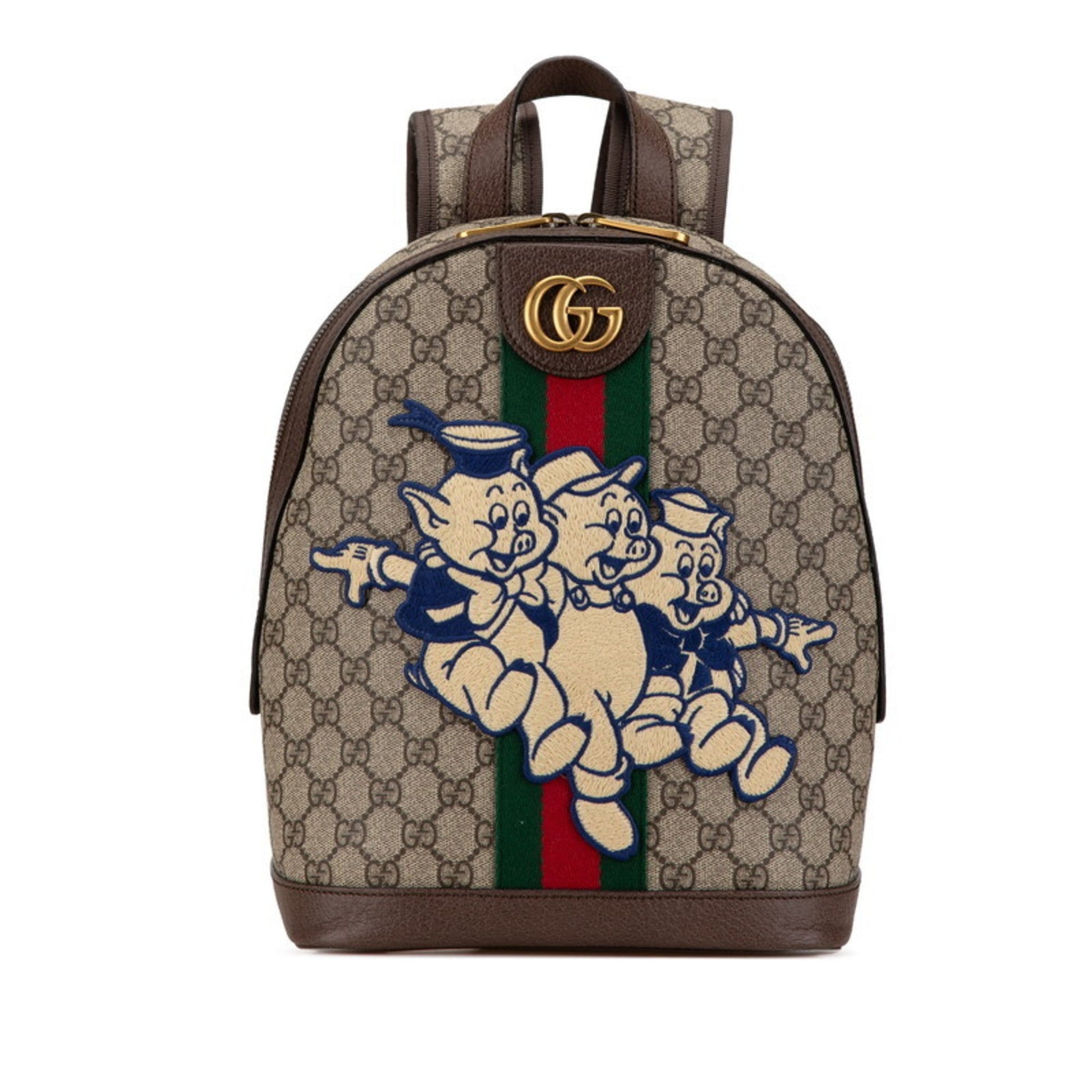 Gucci Beige Multi-Color Pvc Leather Backpack ()