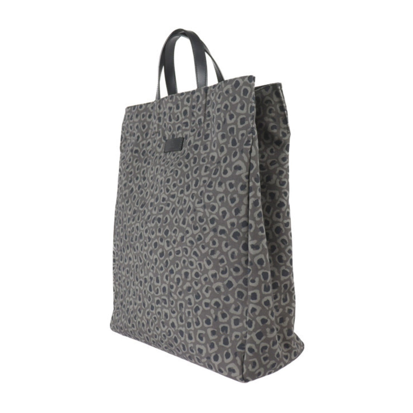 Gucci Black Gray Canvas Leather Handbag Tote Bag