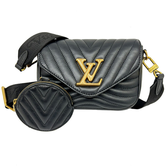 Louis Vuitton Black Leather Shoulder Bag ()