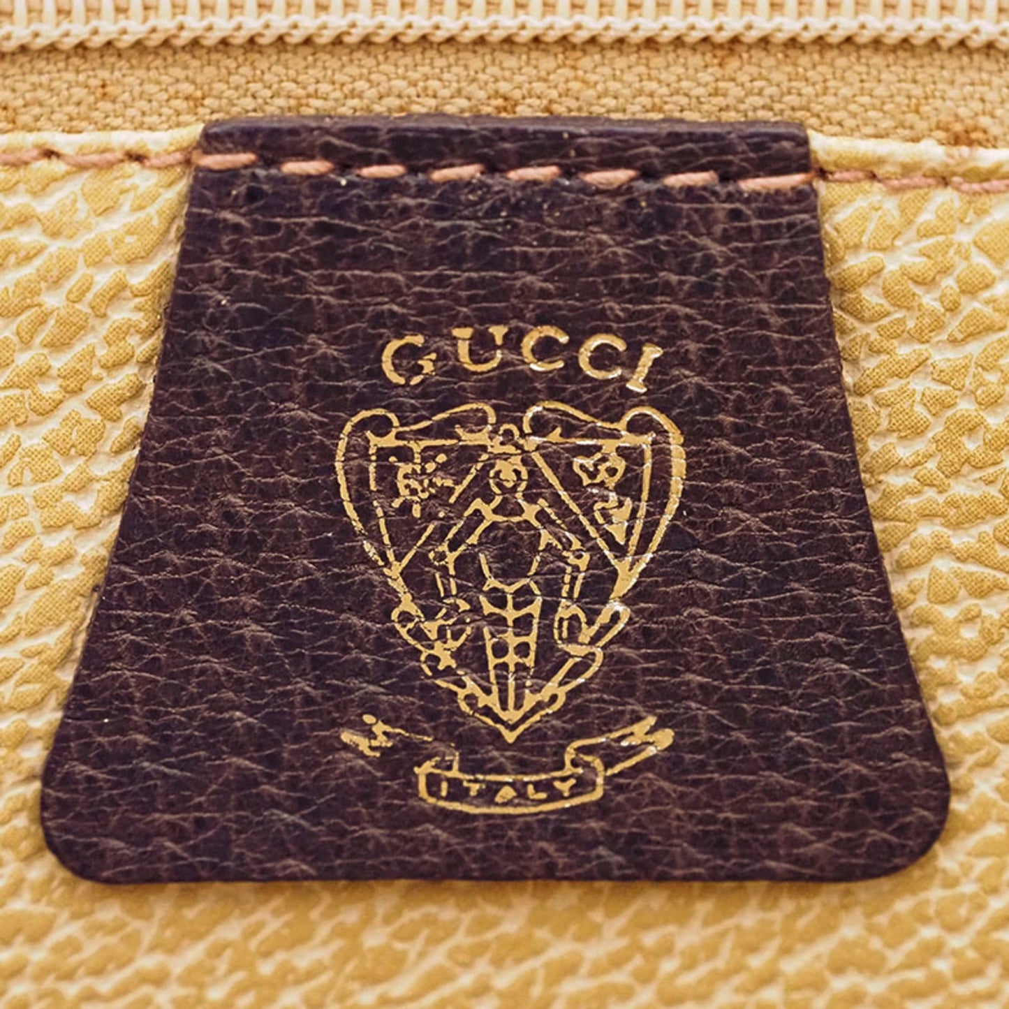 Gucci Beige Brown Pvc Leather Handbag Tote Bag