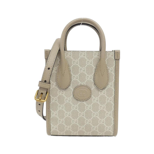 Gucci Beige White Gg Supreme Leather Handbag ()