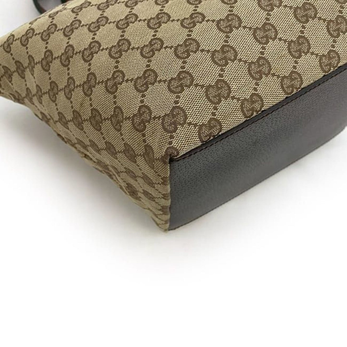 Gucci Beige Brown Canvas Leather Handbag Tote Bag