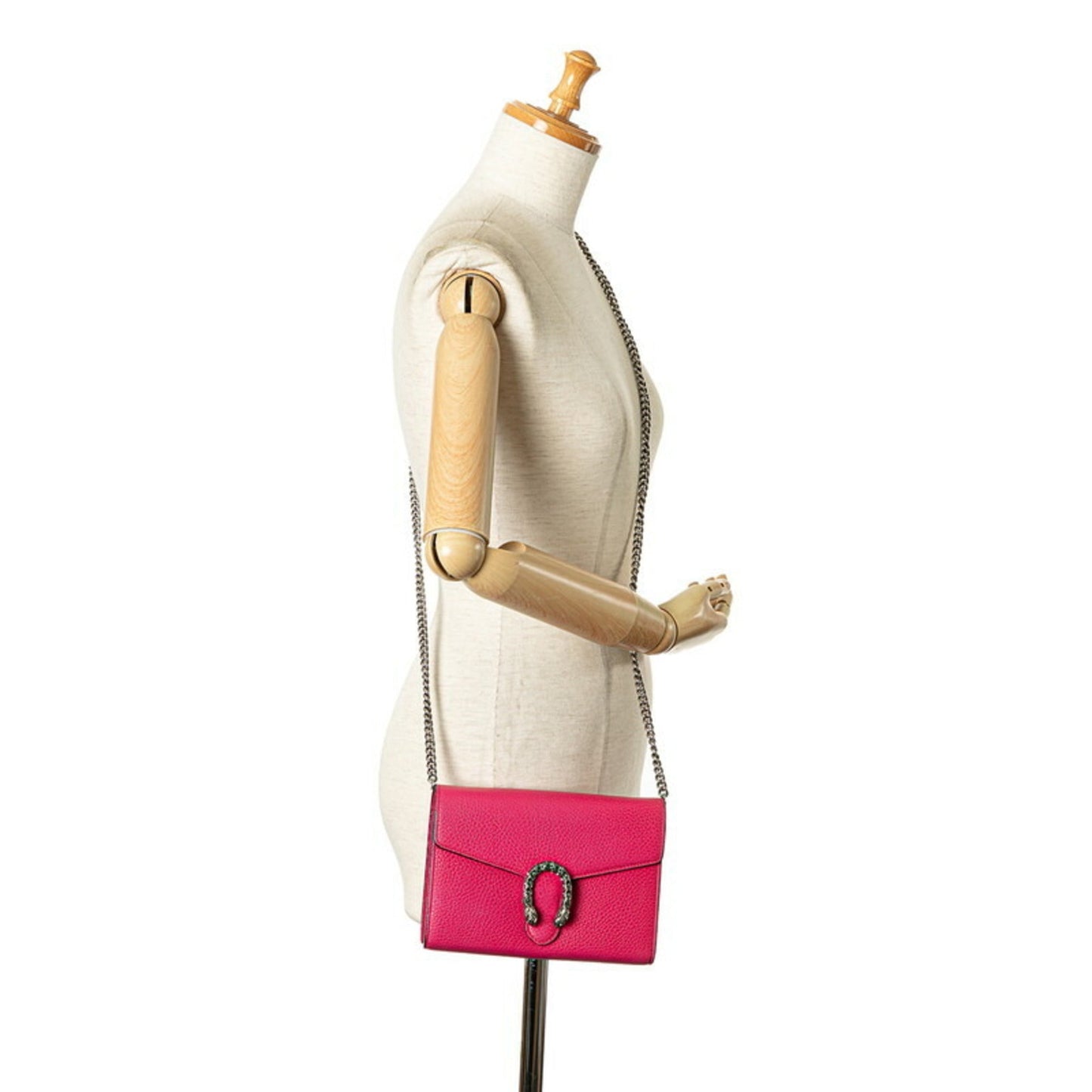 Gucci Pink Leather Chain/Shoulder Wallet