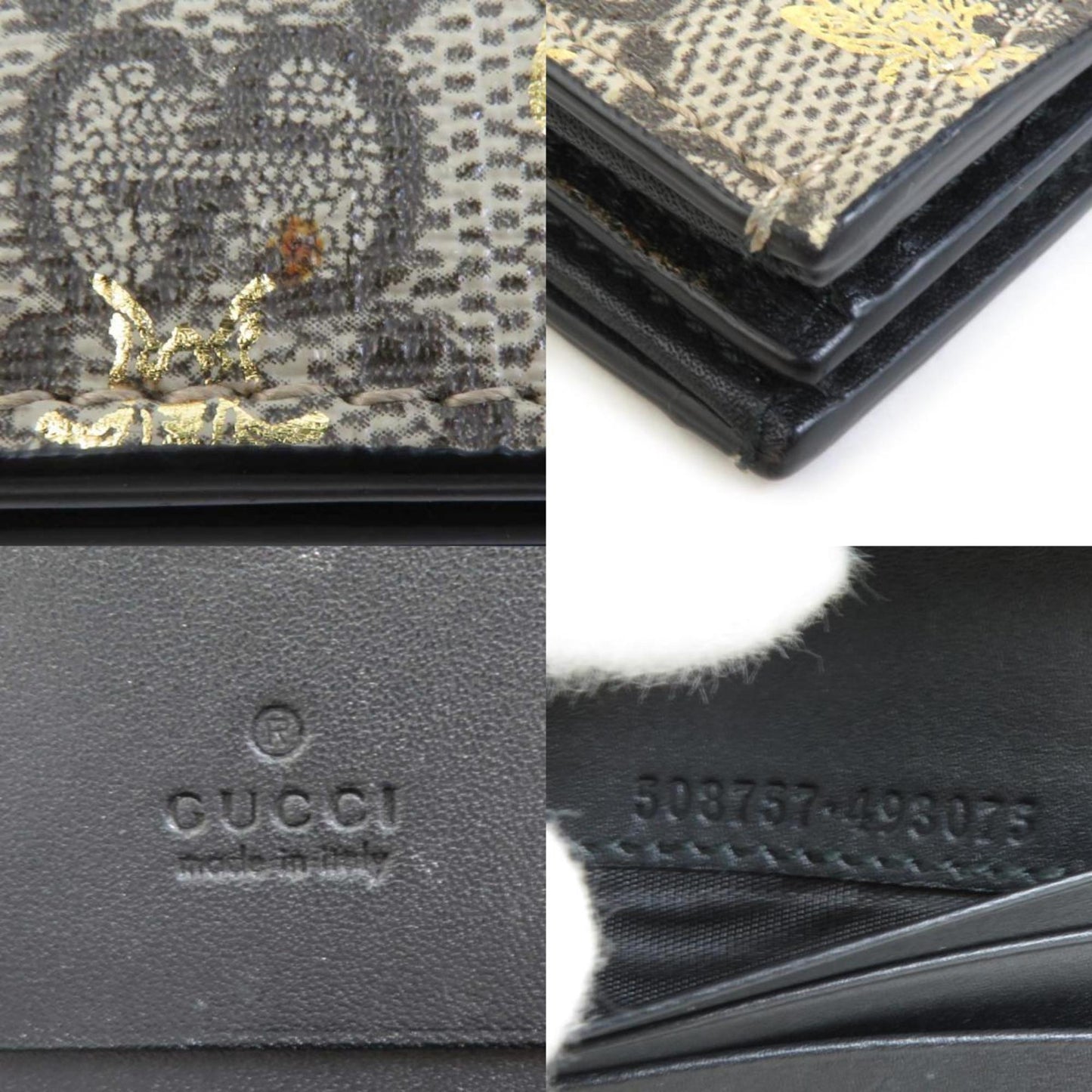 Gucci Beige Brown Gold Pvc Wallet (Bi-Fold)