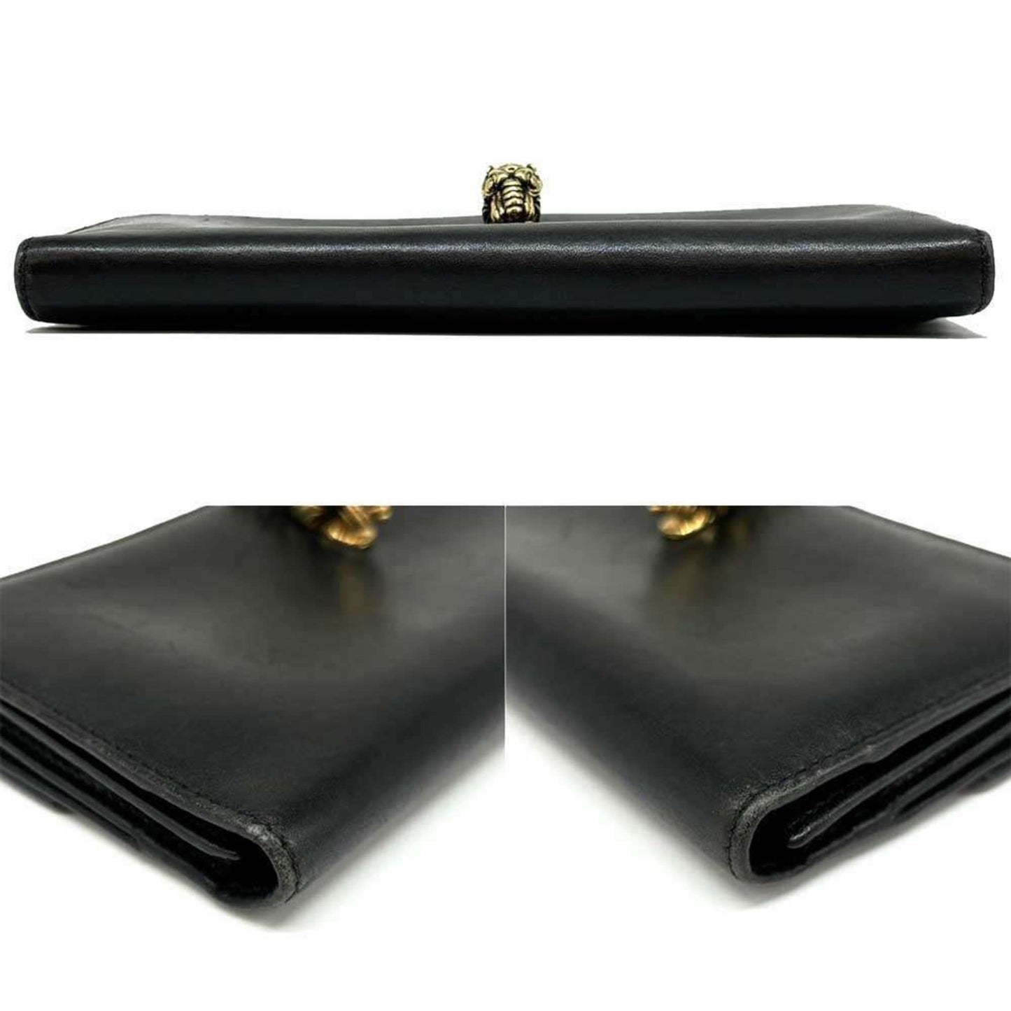 Gucci Black Leather Long Bill Wallet (Bi-Fold)