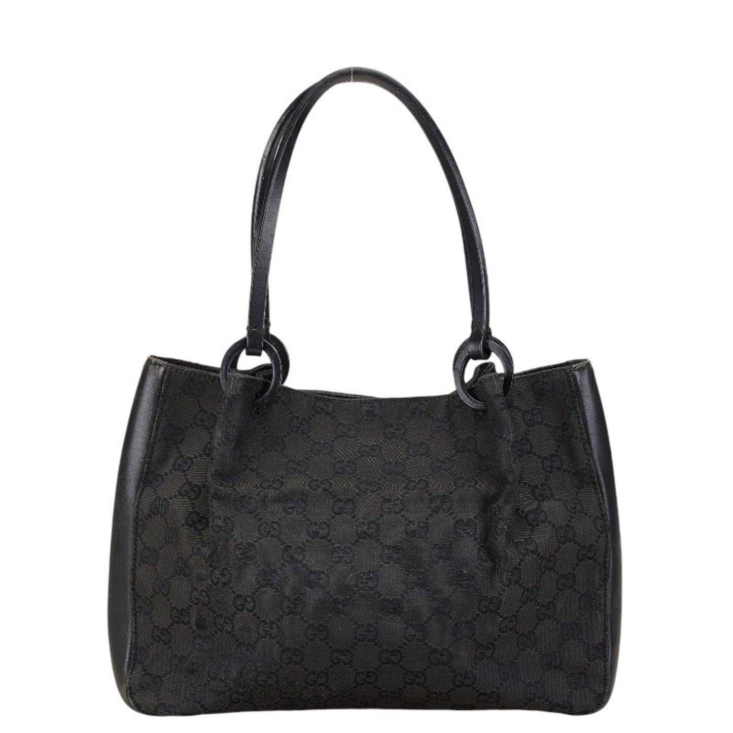 Gucci Black Canvas Leather Pouch Shoulder Bag Tote Bag