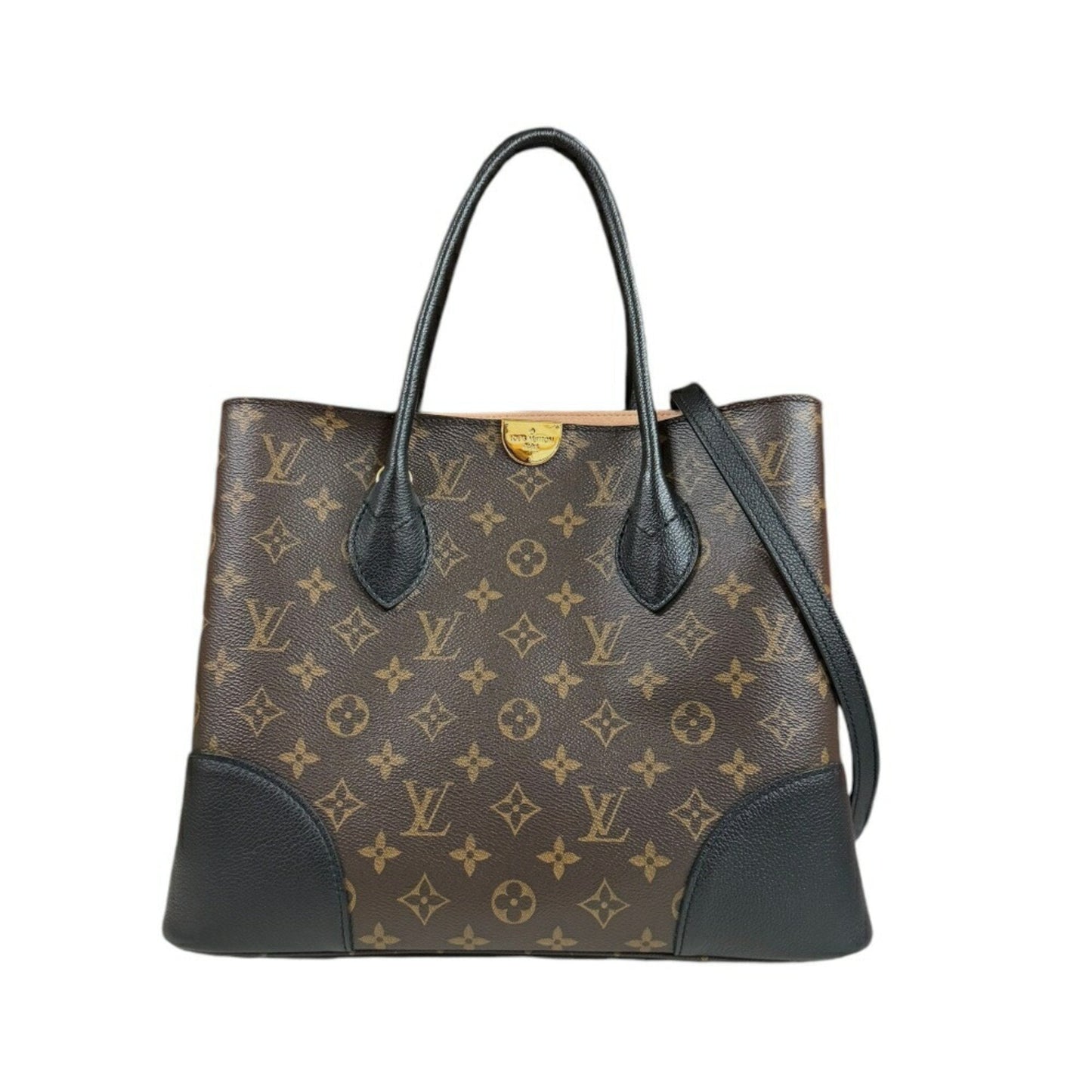 Louis Vuitton Black Brown Monogram Canvas Leather Shoulder Bag ()