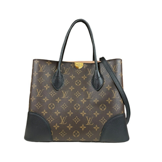 Louis Vuitton Black Brown Monogram Canvas Leather Shoulder Bag ()