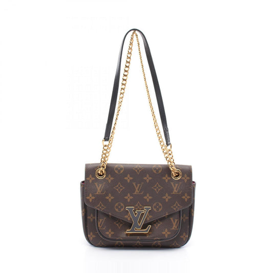 Louis Vuitton Black Brown Monogram Leather Shoulder Bag ()
