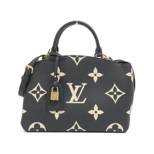Louis Vuitton Beige Black Leather Handbag Shoulder Bag ()