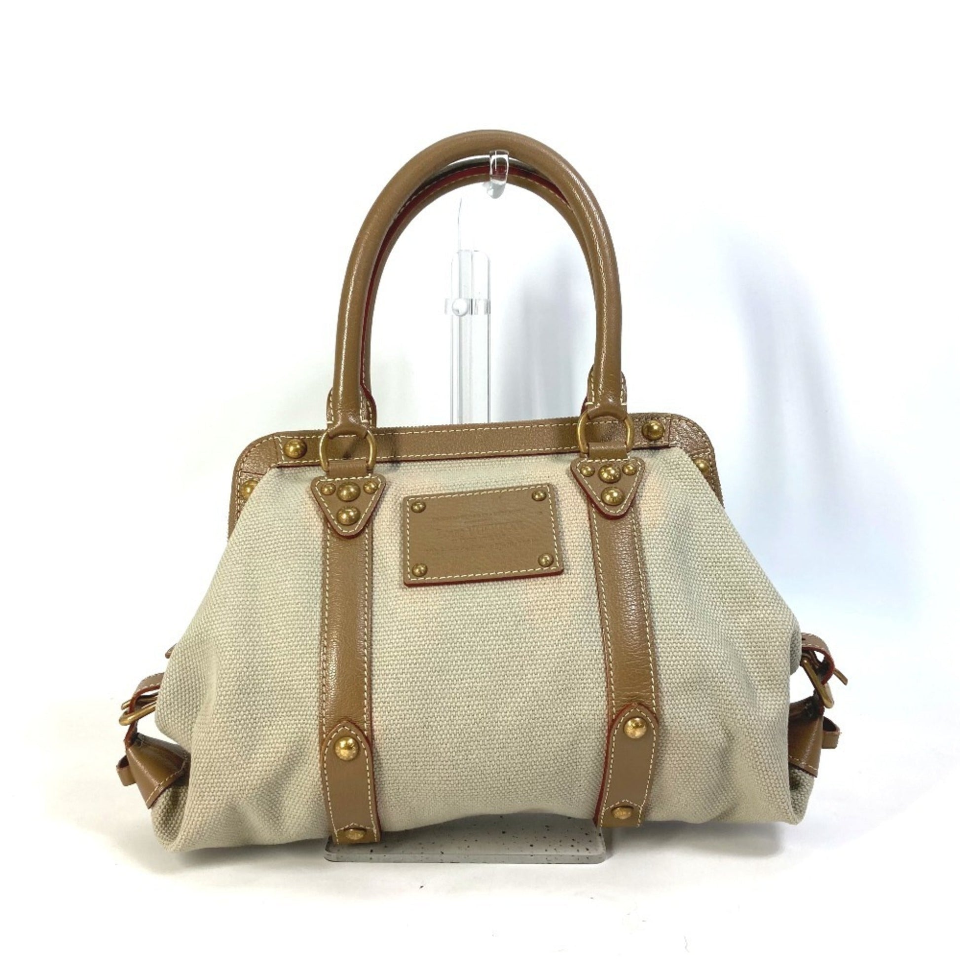 Louis Vuitton Beige Canvas Leather Handbag Shoulder Bag ()