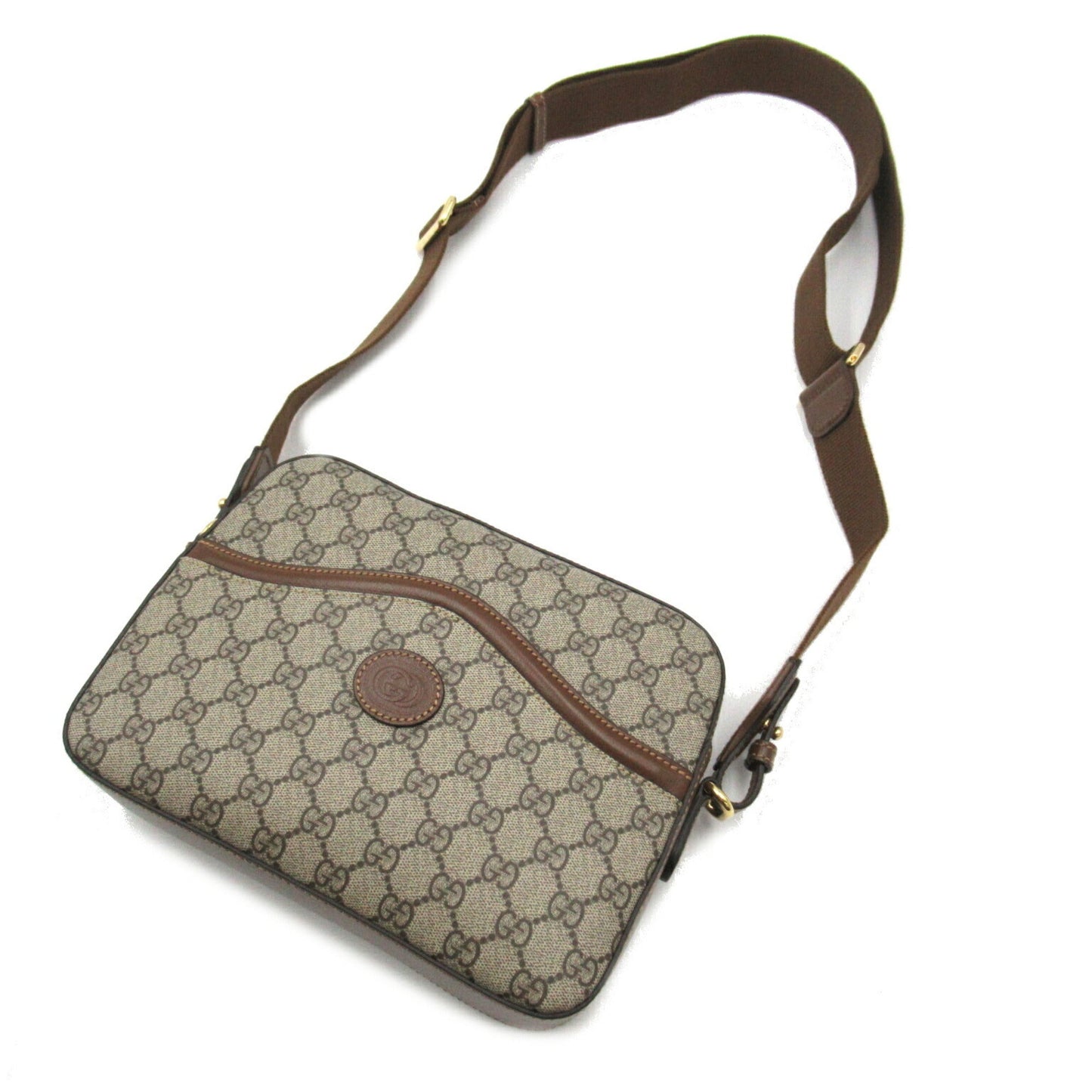 Gucci Brown Pvc Coated Canvas Leather Shoulder Bag