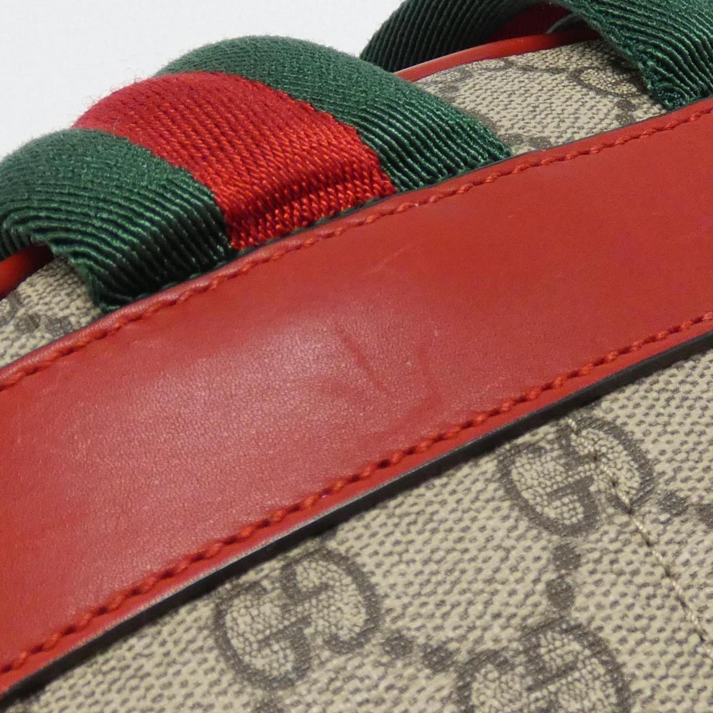 Gucci Beige Red Color Gg Supreme Backpack