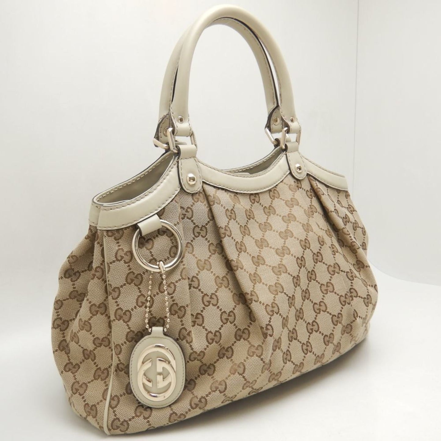 Gucci Beige Gg Canvas Tote Bag