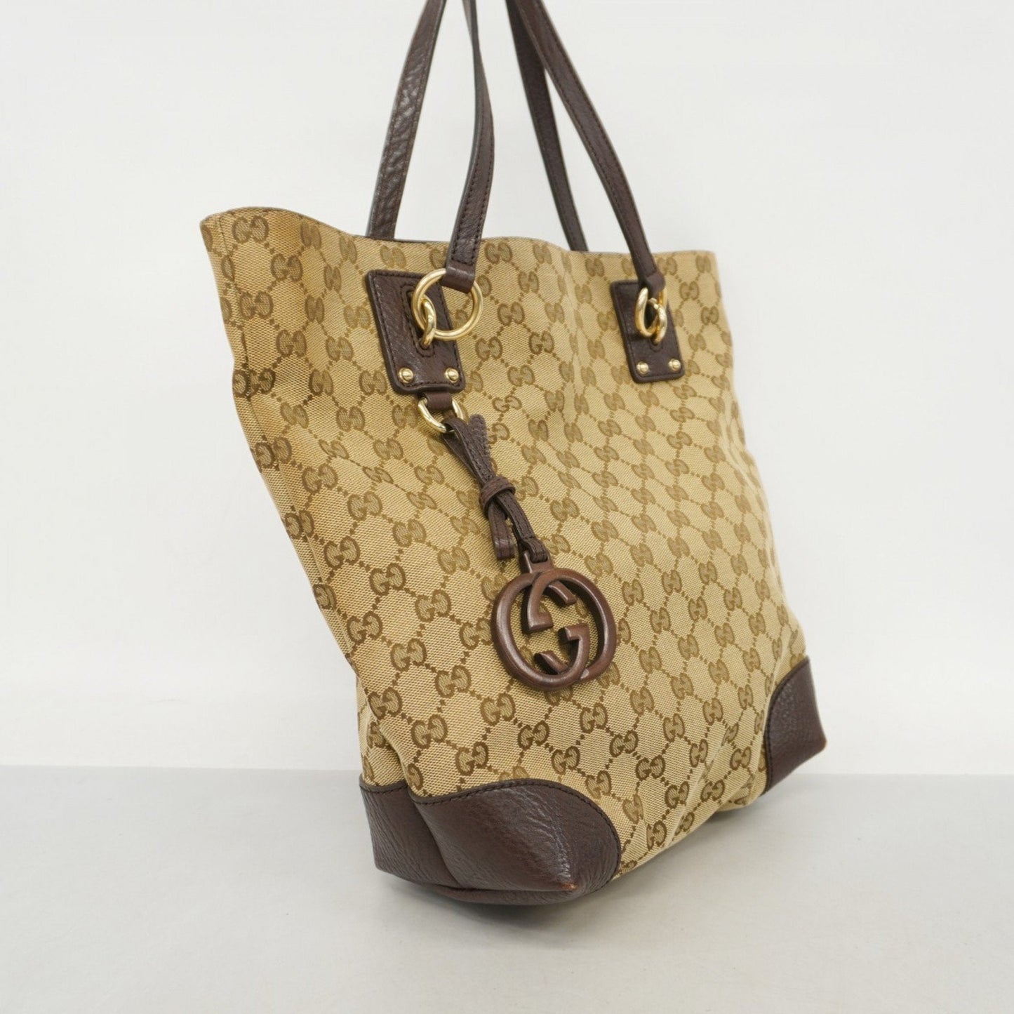 Gucci Beige Brown Canvas Tote Bag