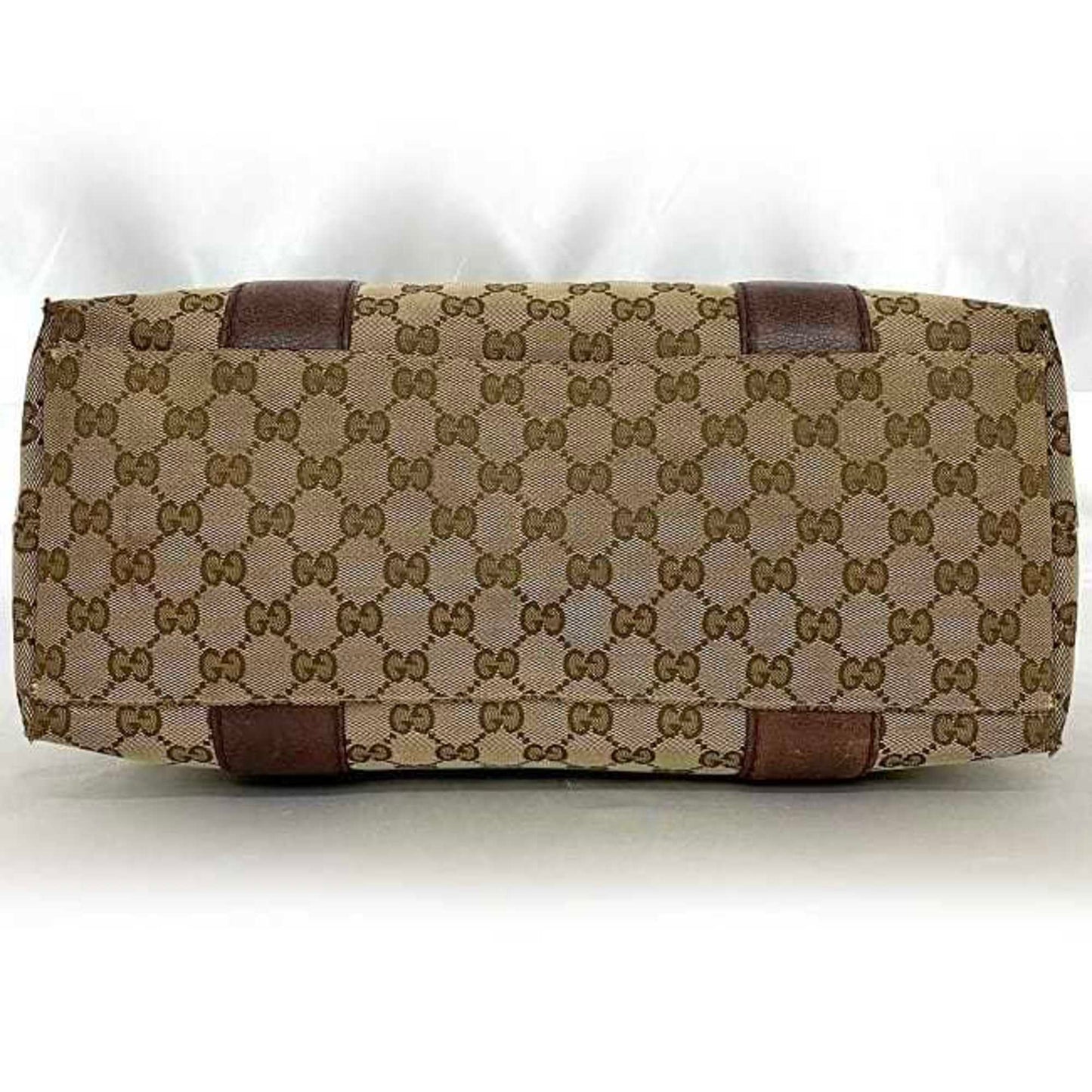 Gucci Beige Brown Canvas Leather Tote Bag