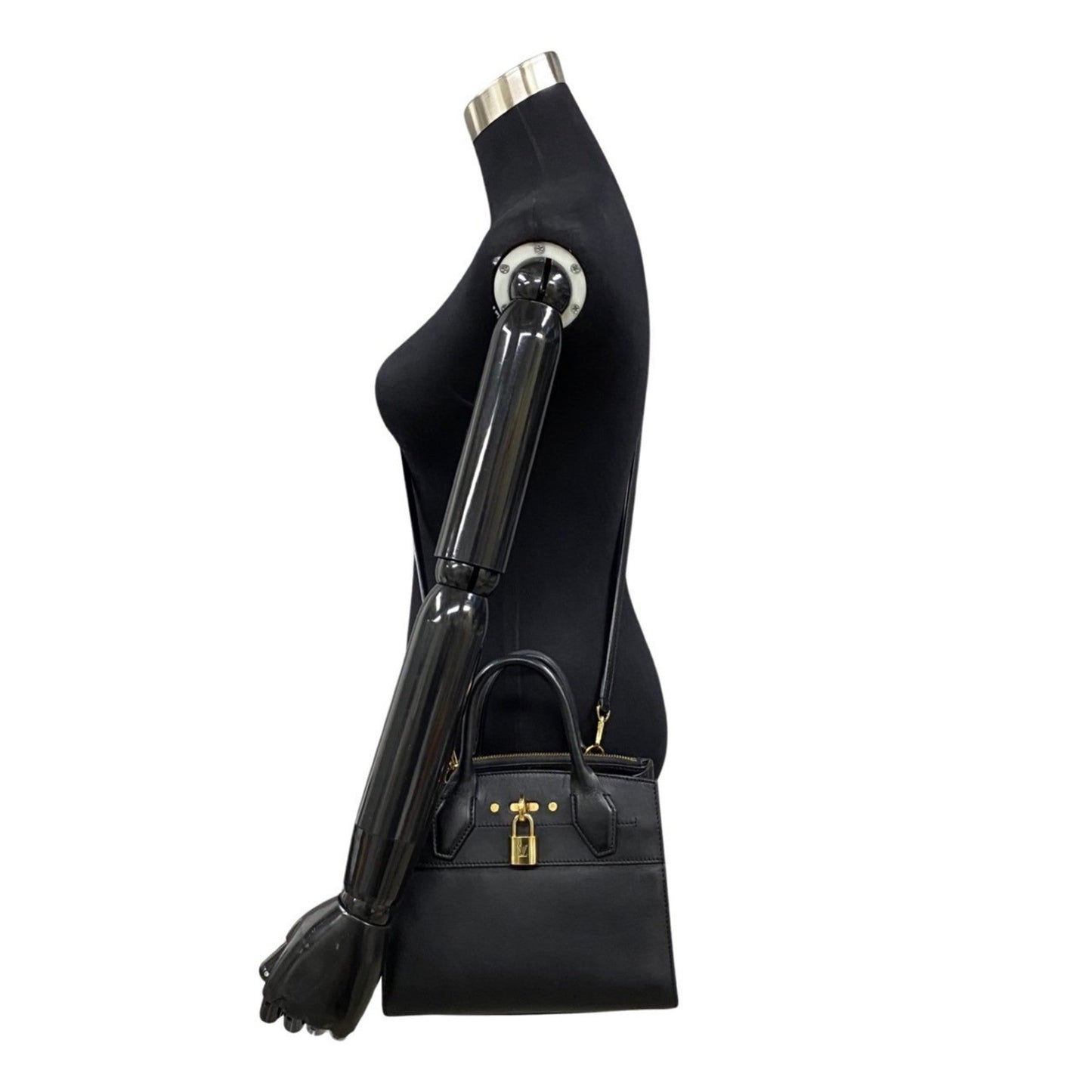 Louis Vuitton Black Leather Handbag Shoulder Bag