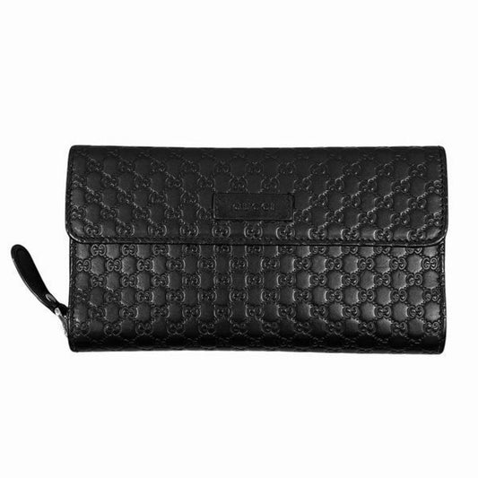 Gucci Black Leather Long Wallet (Tri-Fold) ()