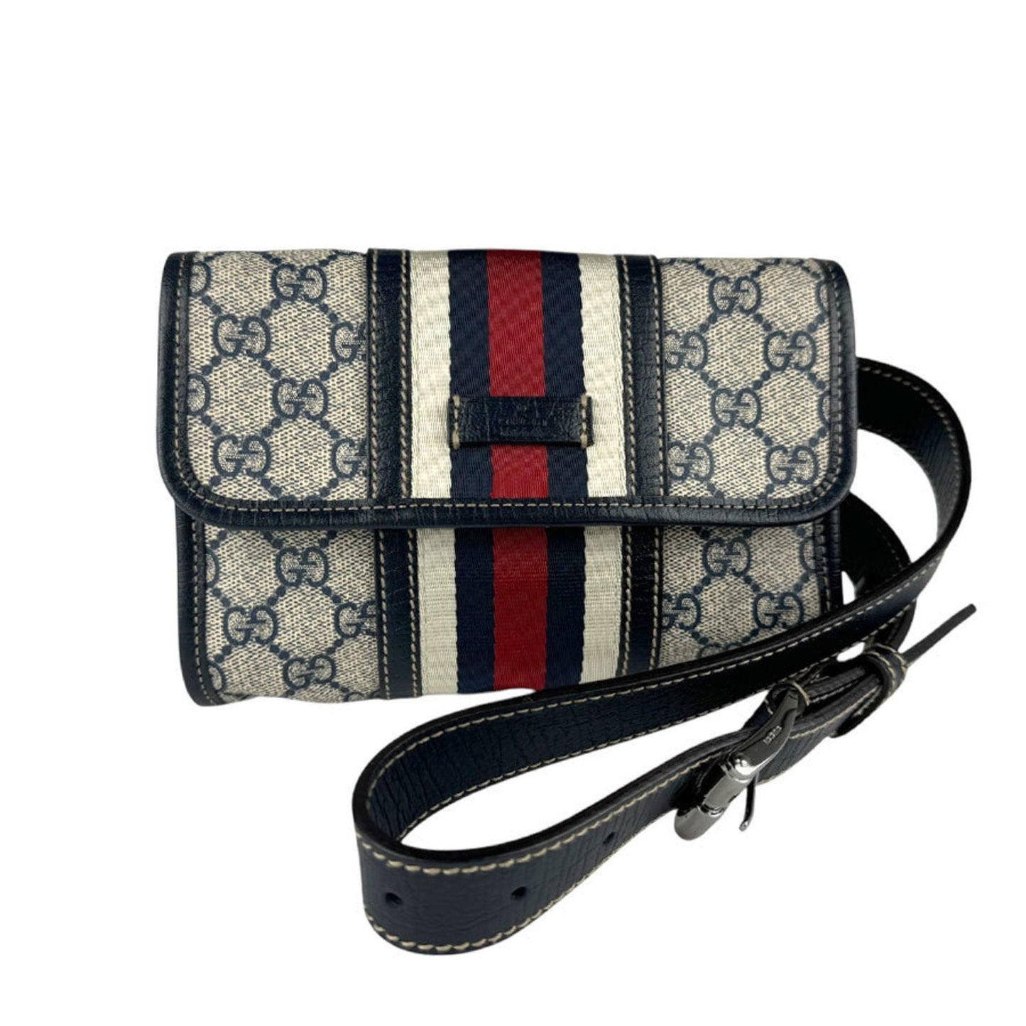 Gucci Beige Navy Gg Supreme Fanny Pack ()