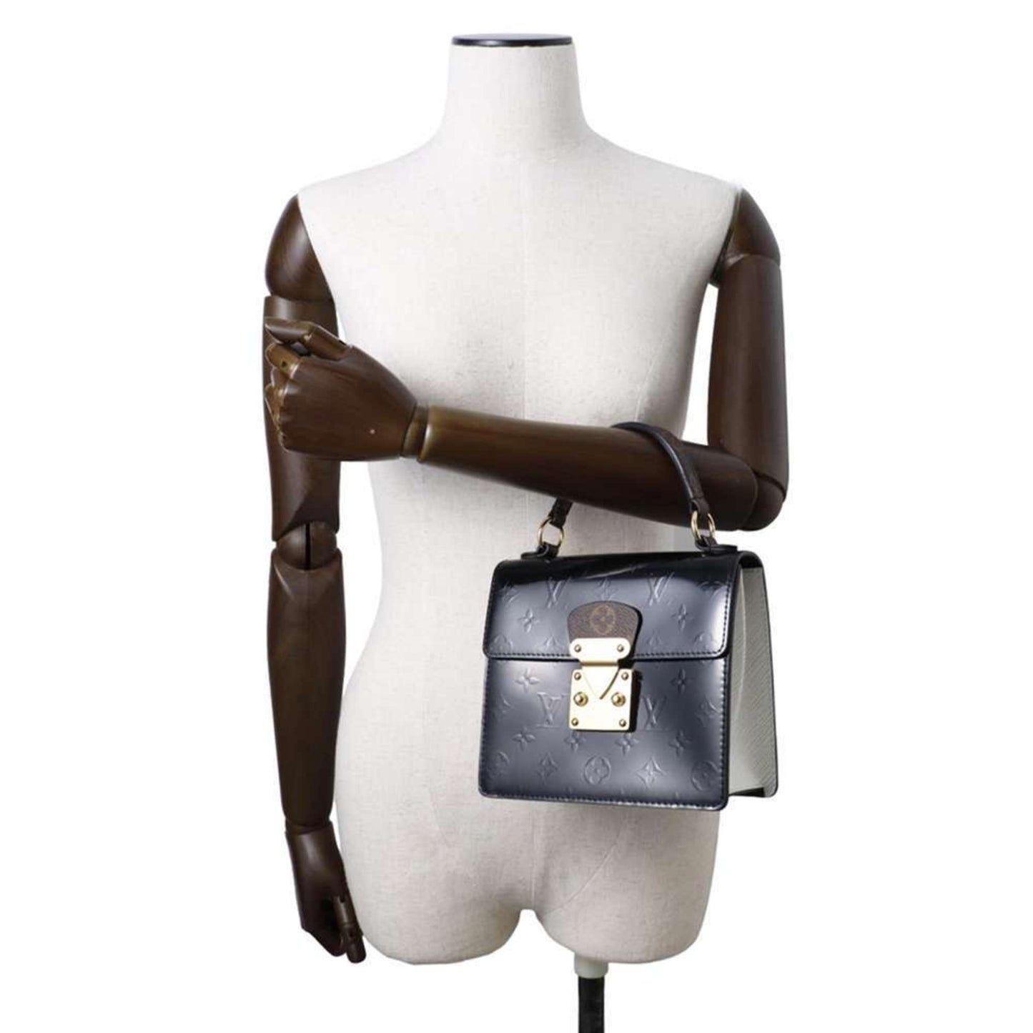 Louis Vuitton Epi Black Noir White Monogram Vernis Epi Leather Handbag Shoulder Bag