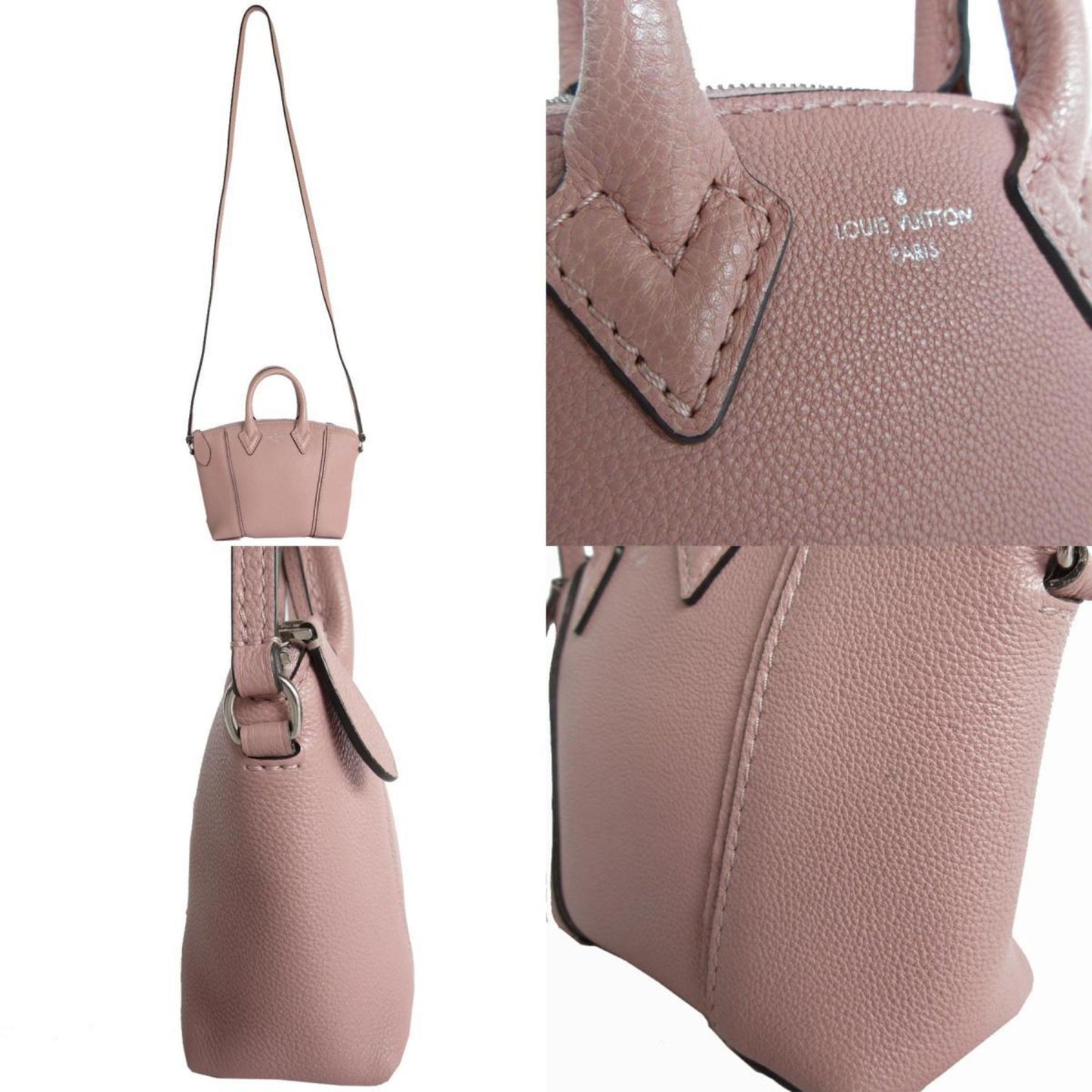 Louis Vuitton Pink Beige Leather Handbag Shoulder Bag