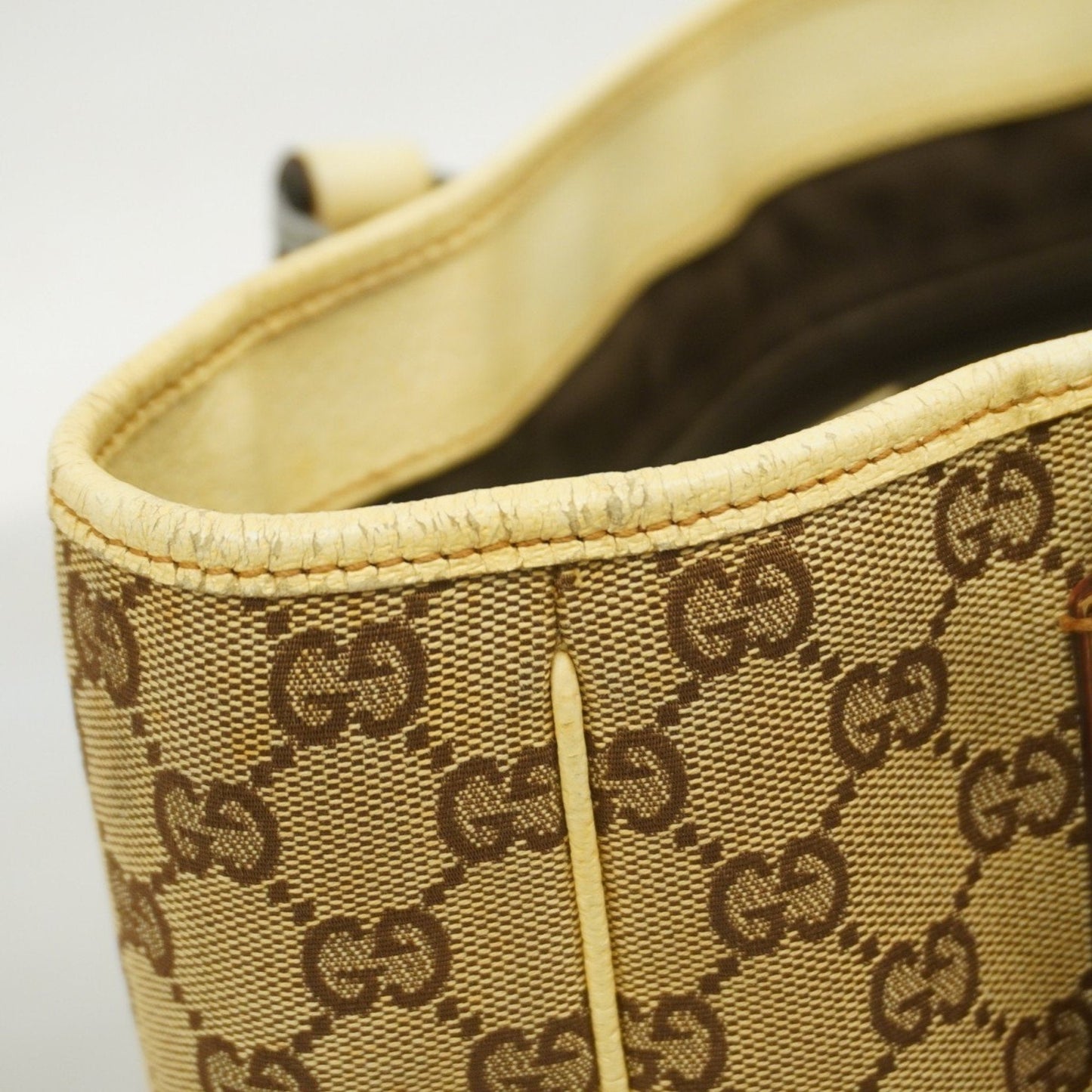 Gucci Brown Ivory Canvas Tote Bag