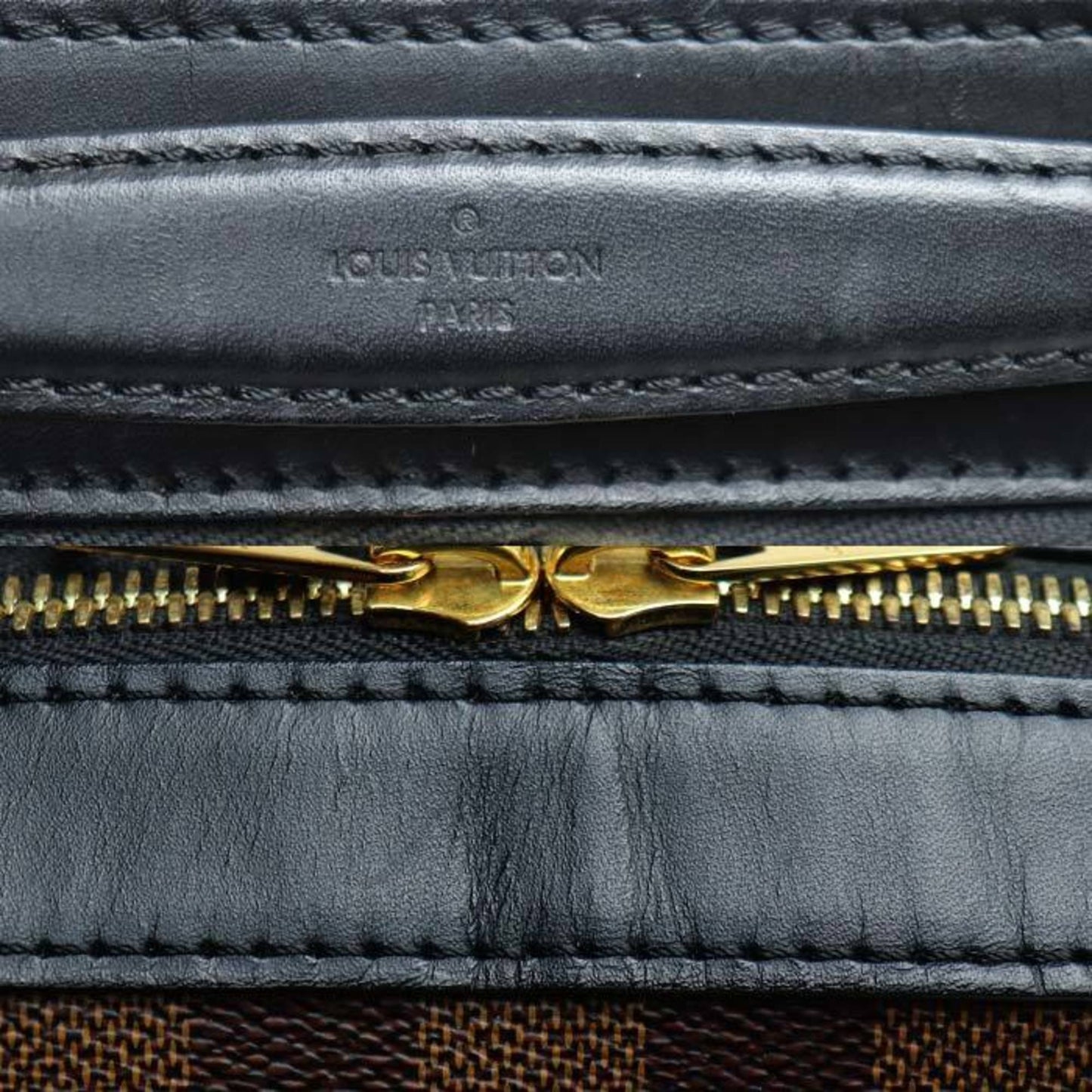 Louis Vuitton Black Brown Damier Canvas Leather Shoulder Bag