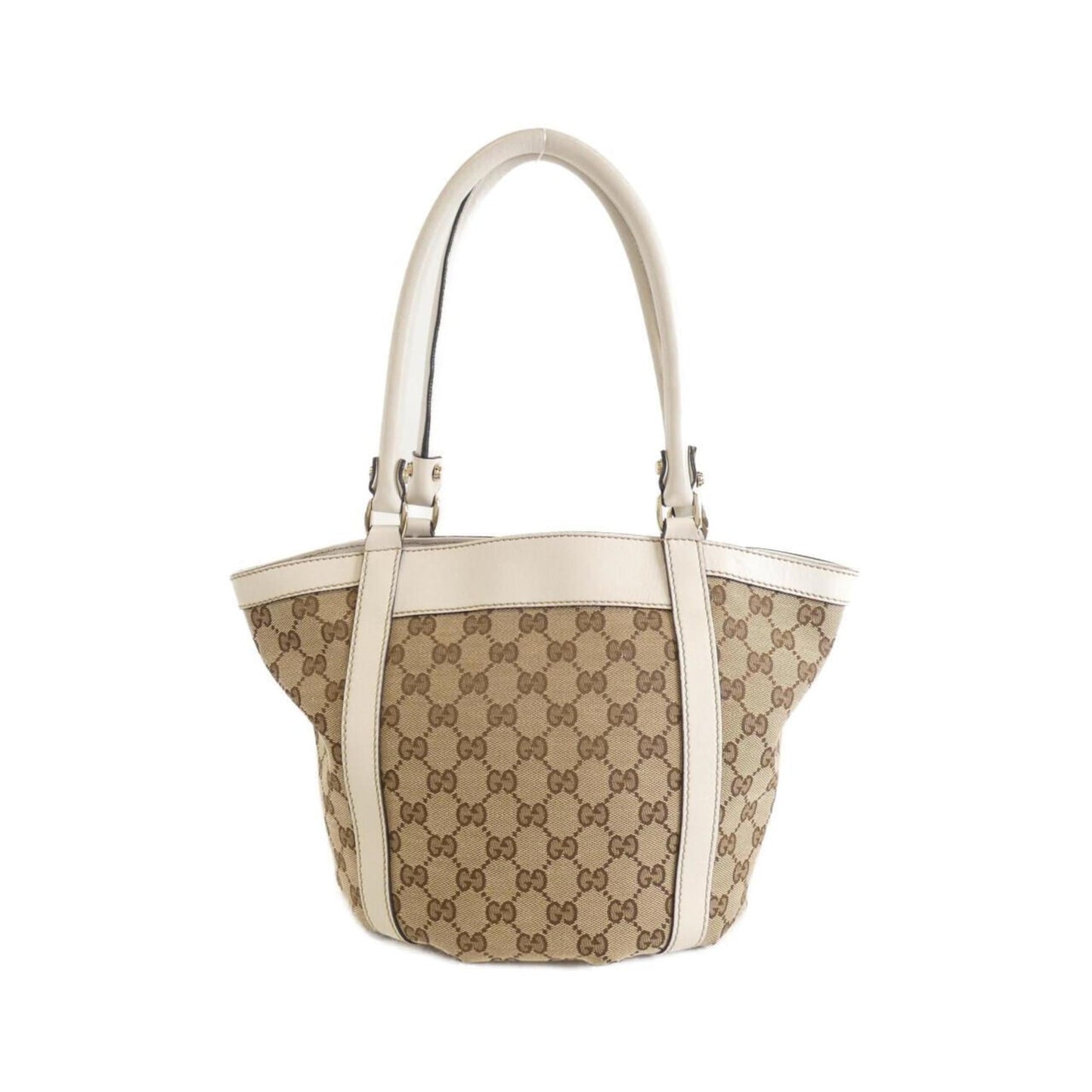 Gucci Beige White Canvas Handbag