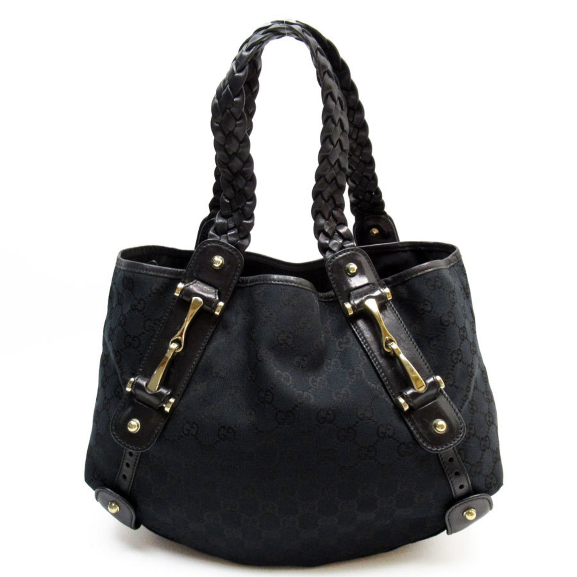 Gucci Black Canvas Leather Handbag ()