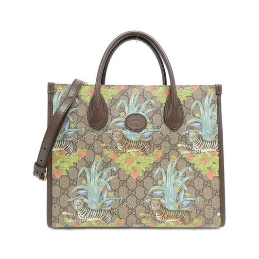 Gucci Beige Multi-Color Gg Supreme Leather Handbag