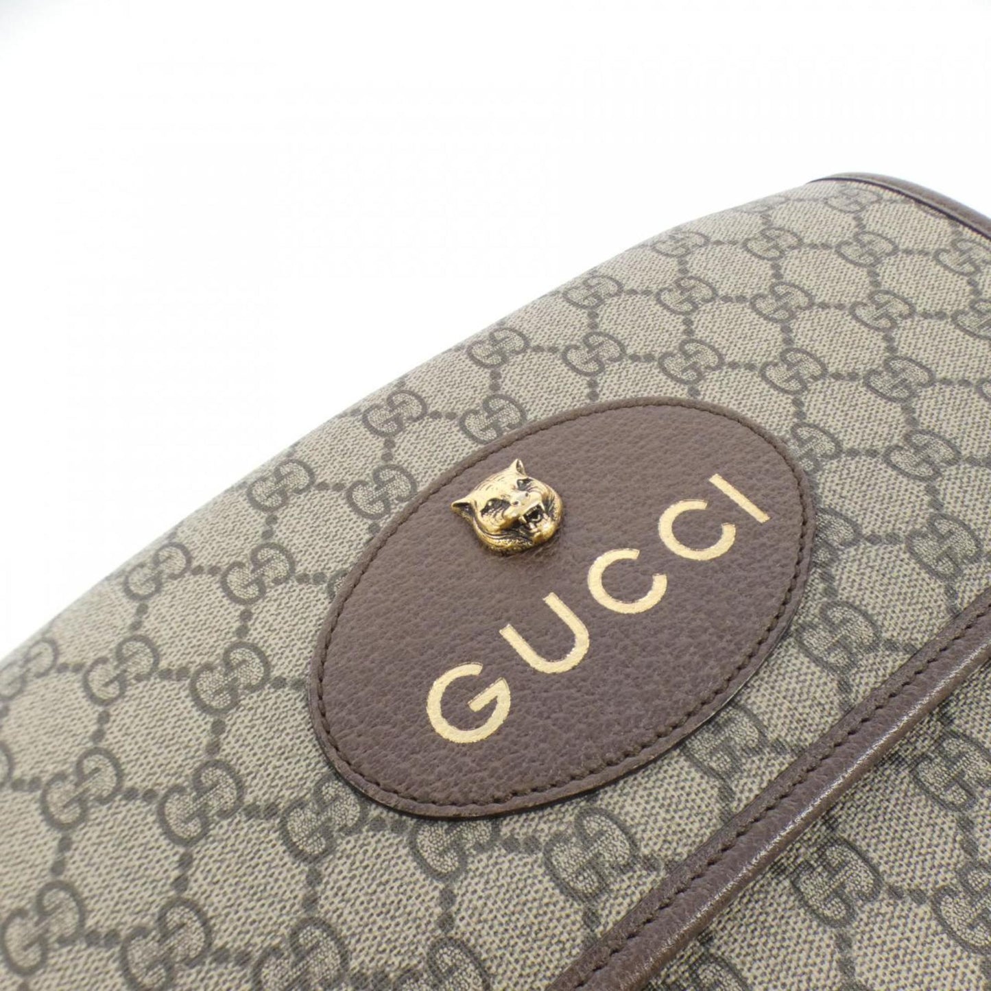 Gucci Beige Brown Gg Supreme Leather Shoulder Bag