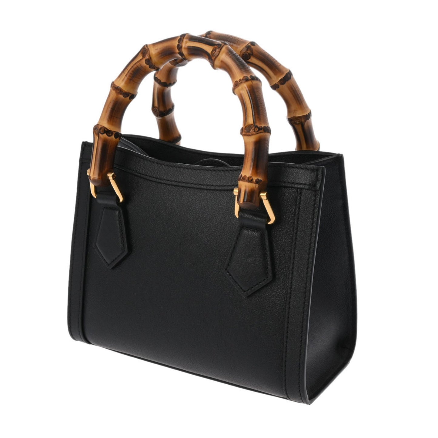 Gucci Black Yellow Leather Handbag Tote Bag
