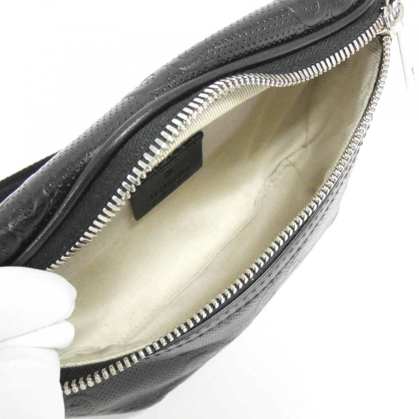 Gucci Black Embossed Fanny Pack Sling Bag