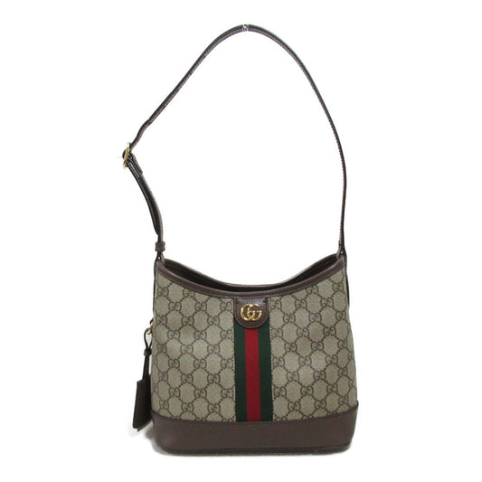 Gucci Beige Brown Coated Canvas Shoulder Bag ()