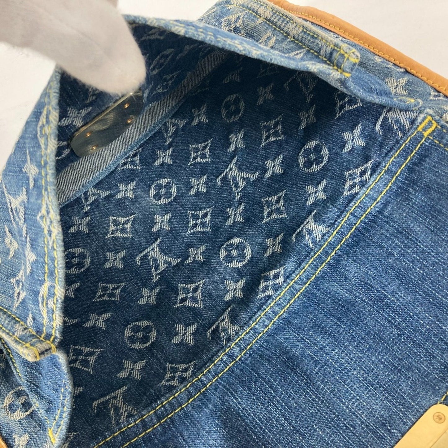 Louis Vuitton Blue Yellow Monogram Denim Shoulder Bag Tote Bag