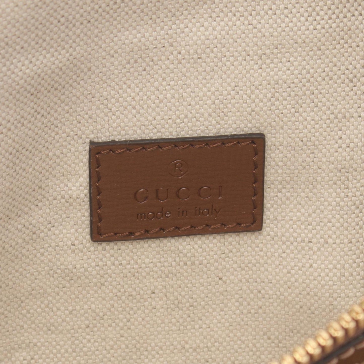 Gucci Beige Brown Coated Canvas Leather Fanny Pack