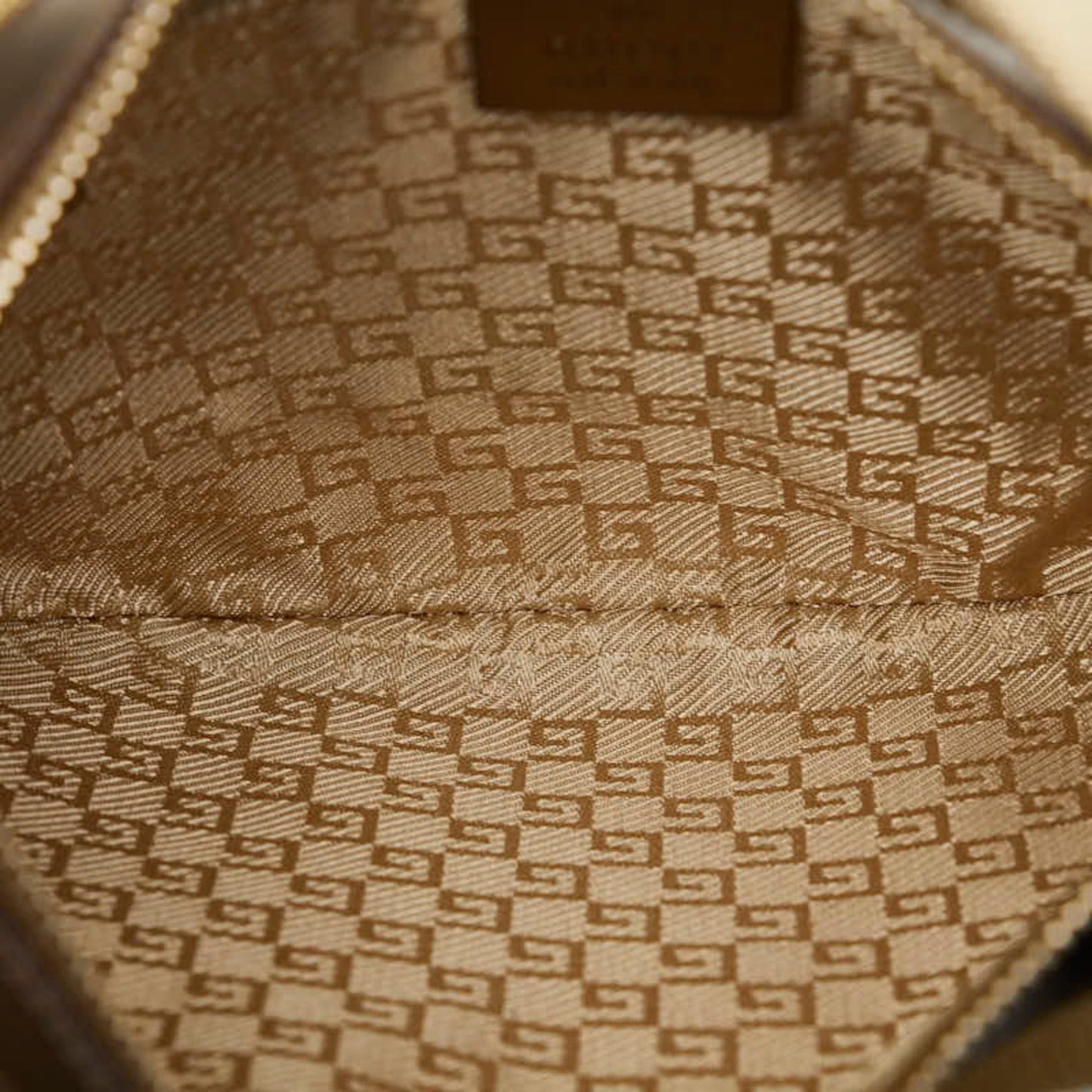 Gucci Gold Canvas Leather Shoulder Bag