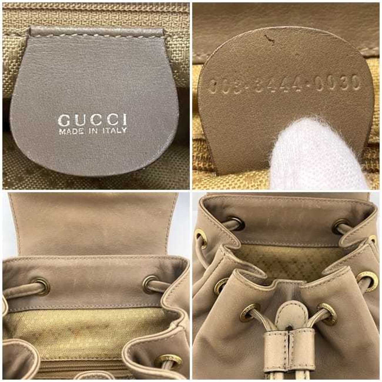 Gucci Beige Leather Bamboo Backpack