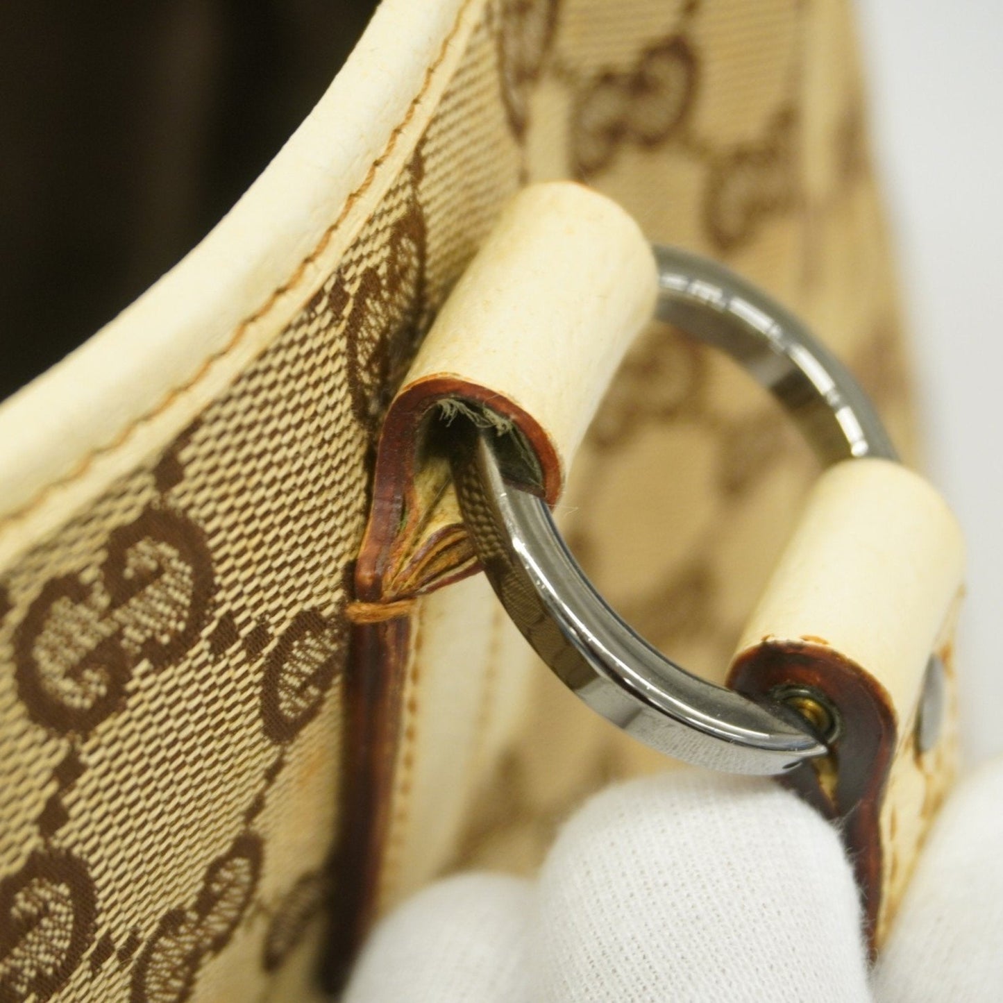 Gucci Brown Ivory Canvas Tote Bag