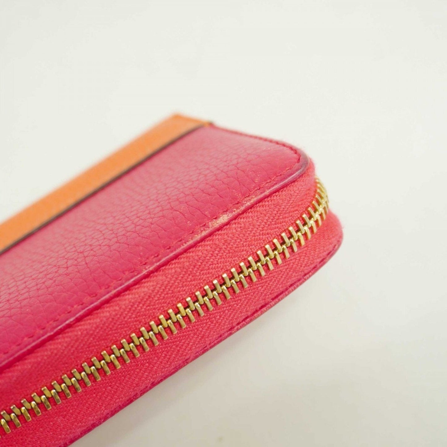 Gucci Orange Pink Leather Long Wallet (Bi-Fold)