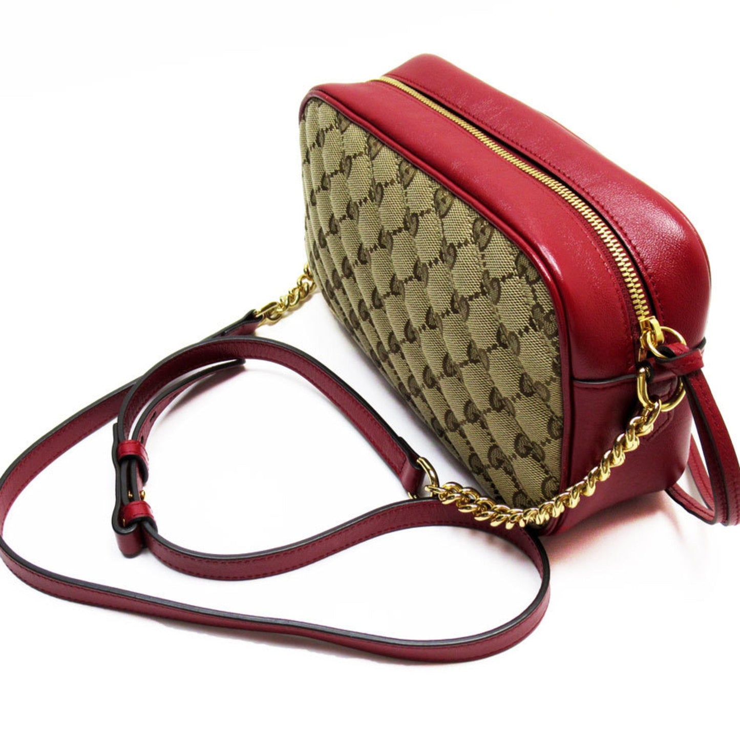 Gucci Brown Dark Red Gg Canvas Leather Shoulder Bag
