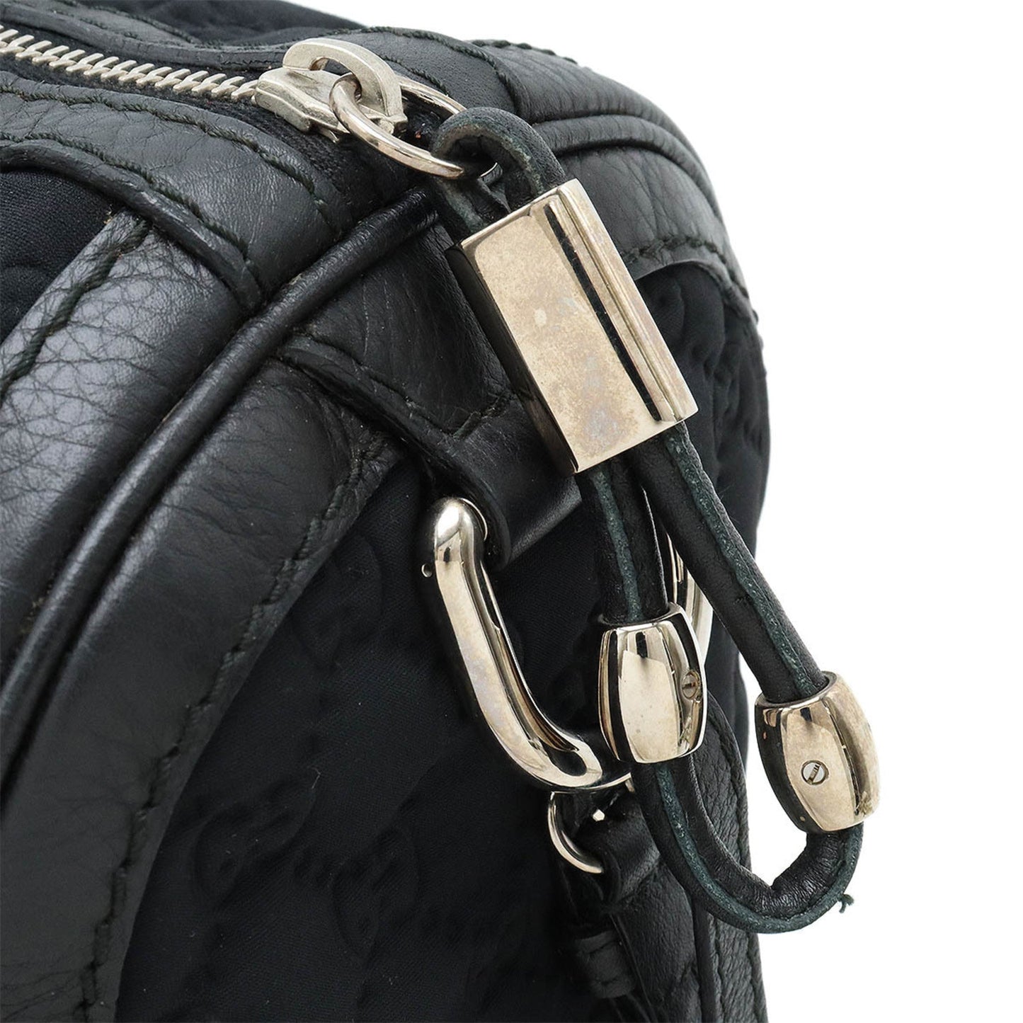 Gucci Black Nylon Leather Boston Bag Handbag