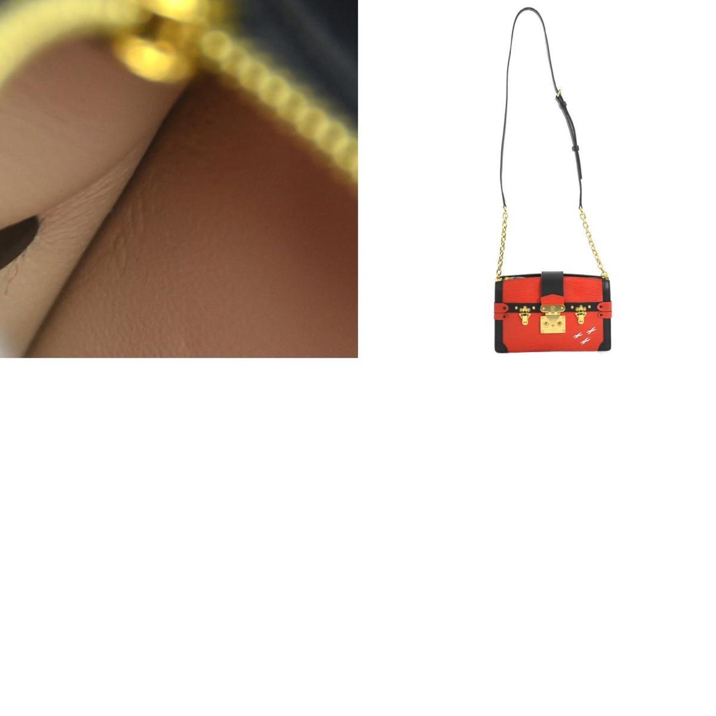 Louis Vuitton Black Red Color Epi Leather Clutch Bag Shoulder Bag