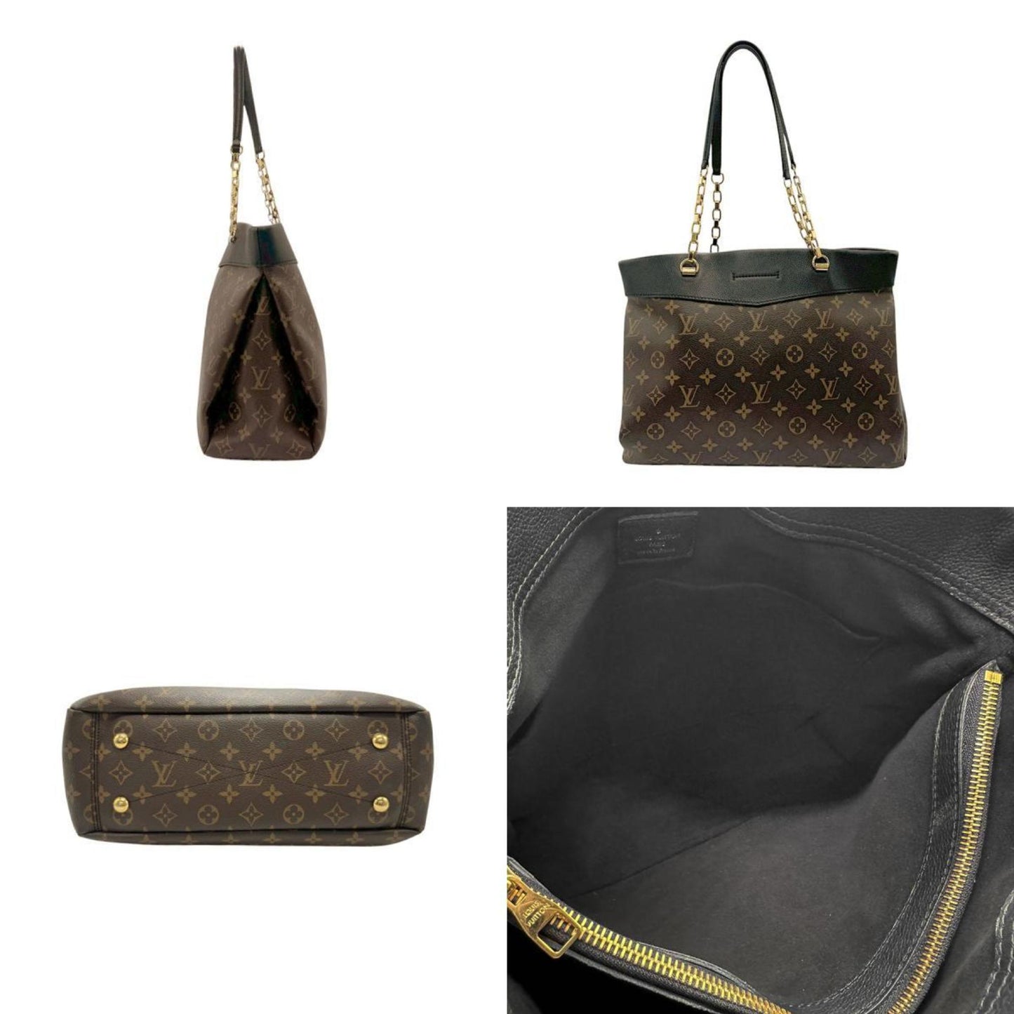Louis Vuitton Black Brown Monogram Leather Shoulder Bag