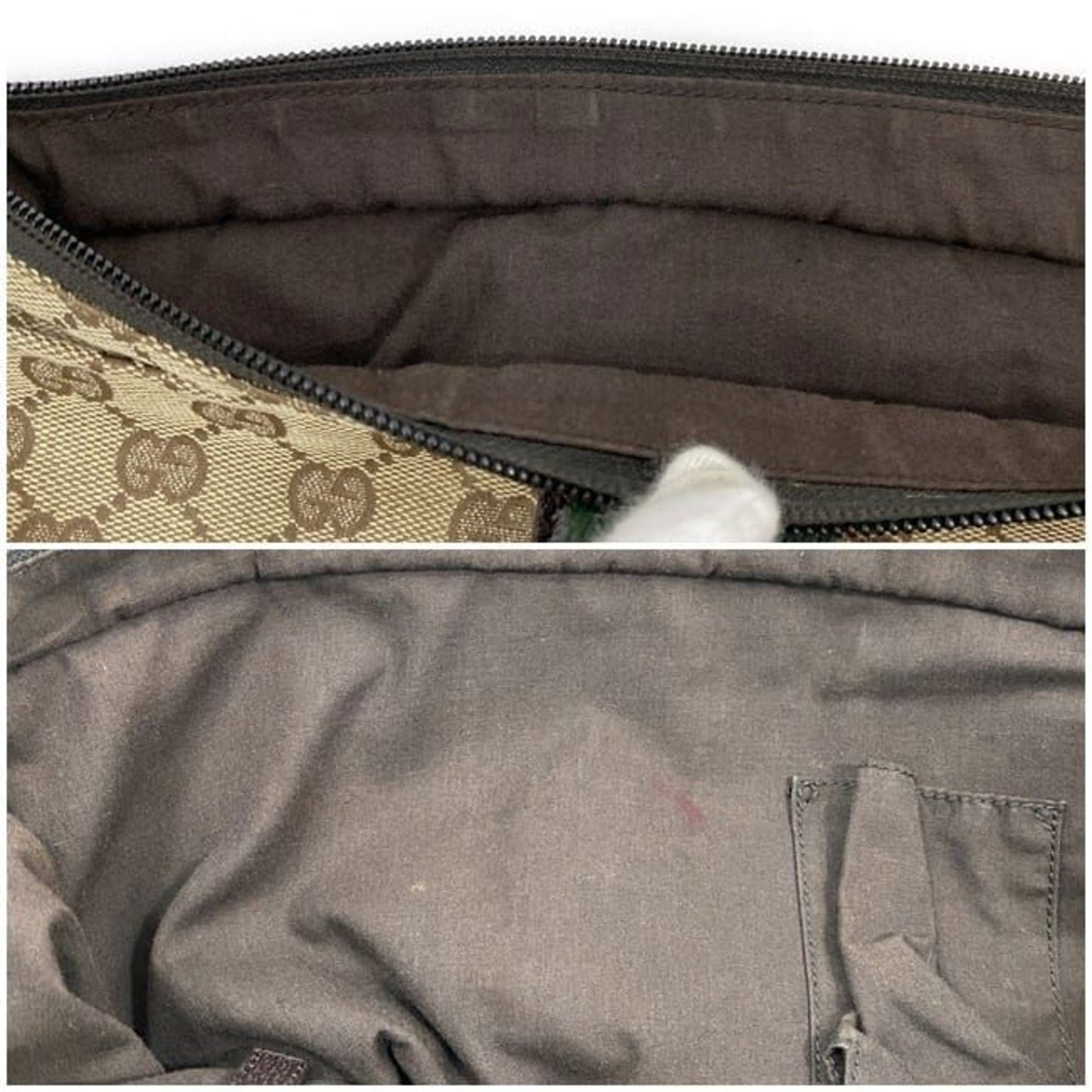Gucci Beige Brown Canvas Leather Handbag Tote Bag