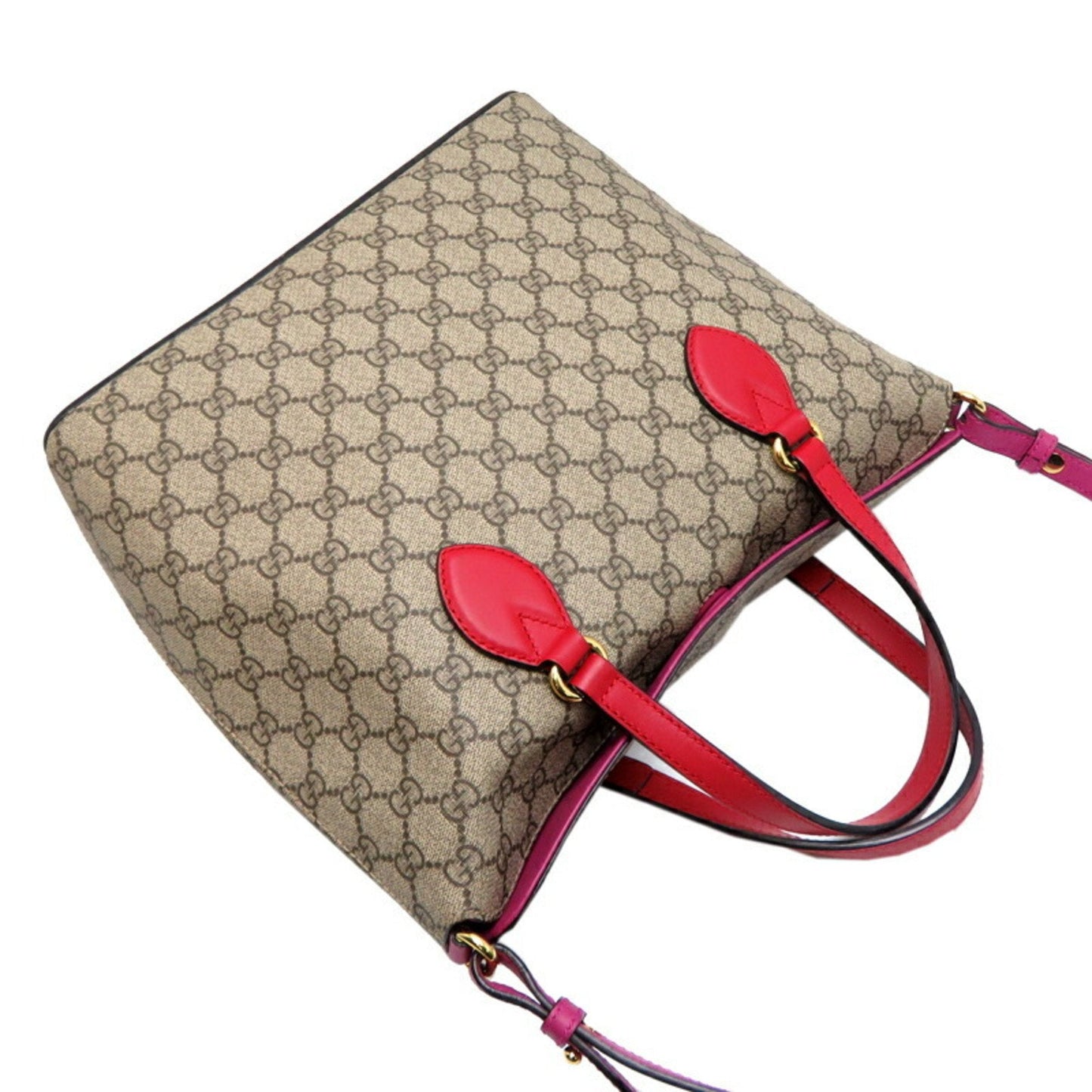 Gucci Beige Pink Gg Supreme Leather Shoulder Bag