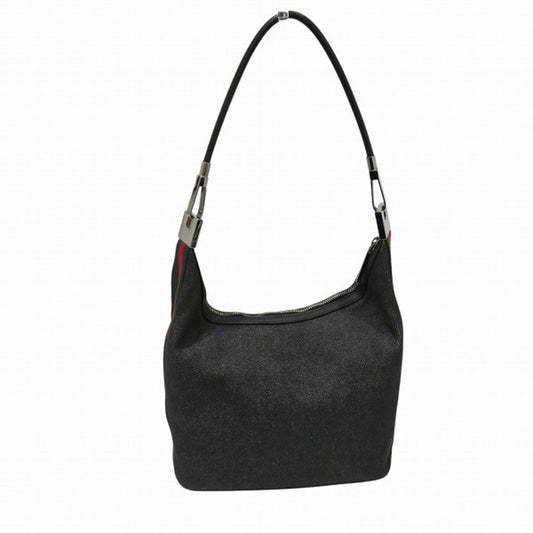 Gucci Sherry Line Black Canvas Handbag Shoulder Bag ()