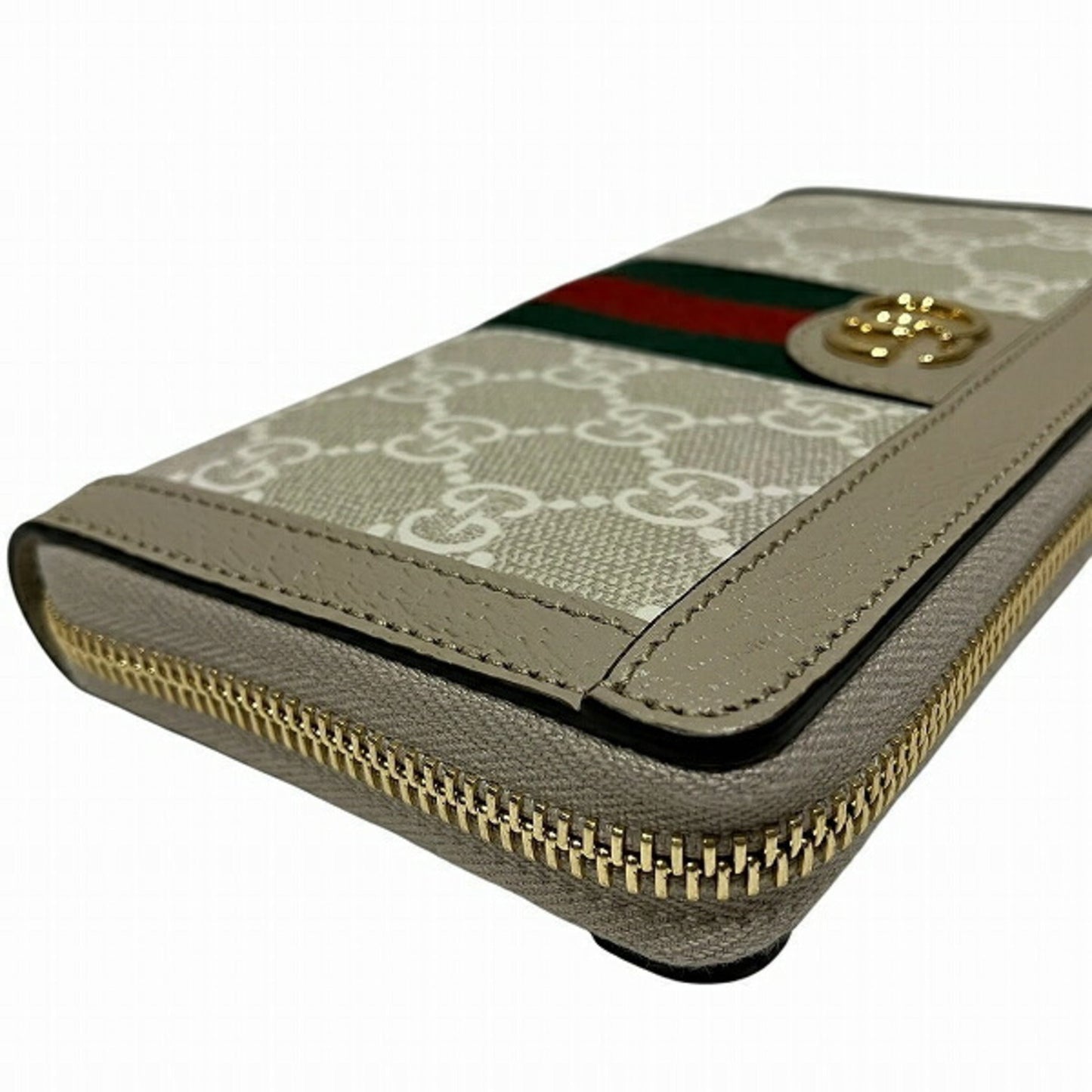 Gucci Beige White Gg Supreme Canvas Leather Long Wallet (Bi-Fold)